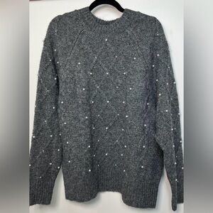 Pearl Gray Sweater with Embellishments